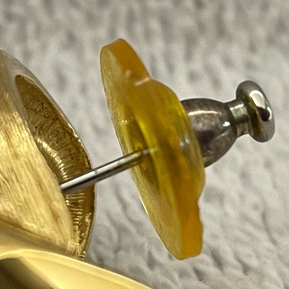 EUC Vintage 90's Napier 2-Tone Gold Earrings, Interlocking, Pierced Ears, 1" D - Picture 6 of 9